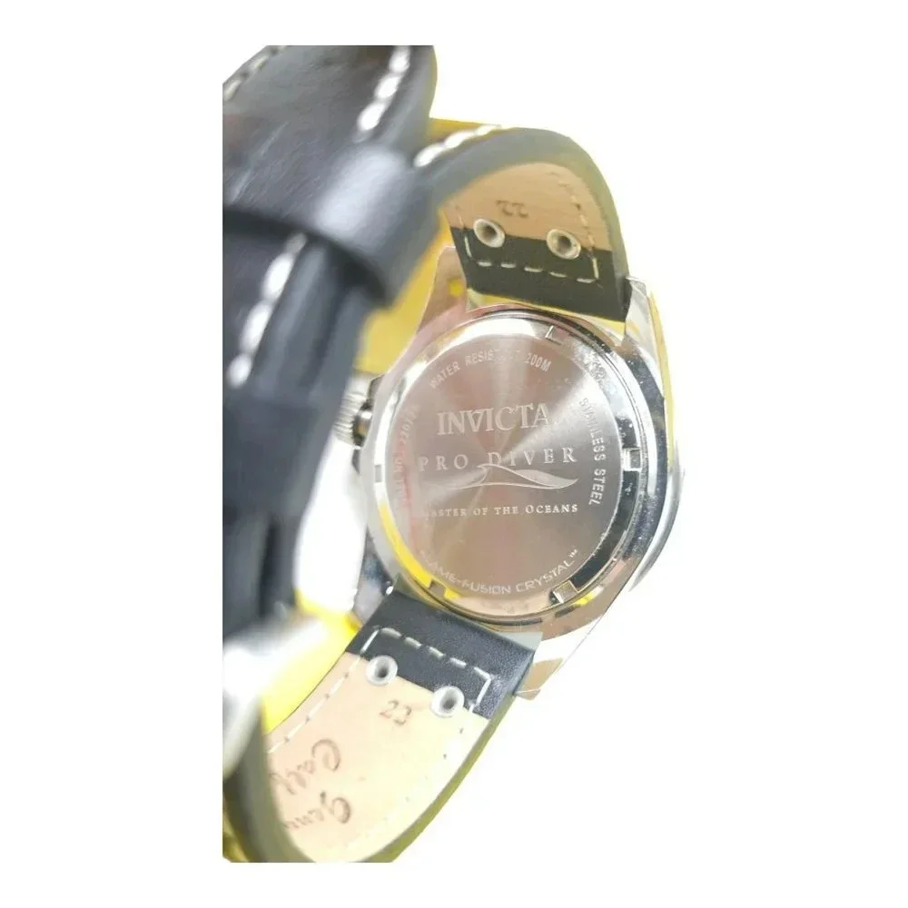 Invicta Pro Diver Black Dial Green Bezel Black Leather Men's Watch 22072 in Box